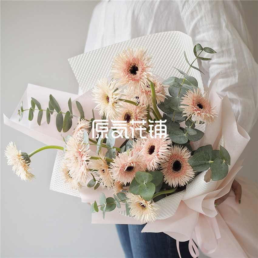 原气花铺-花店-上海-北京那些花儿--淡粉色拉丝弗朗花束-1