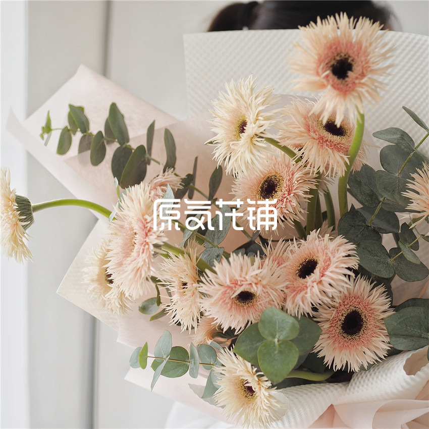 原气花铺-花店-上海-北京那些花儿--淡粉色拉丝弗朗花束-4