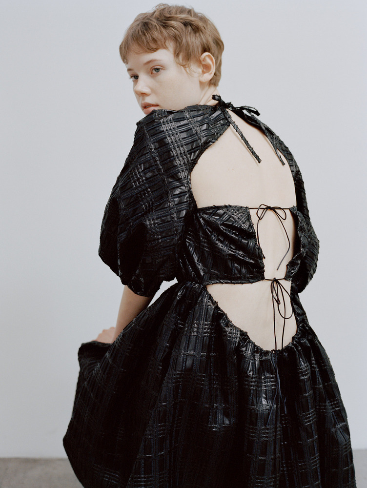 和服式短袖同系配色真丝连衣裙