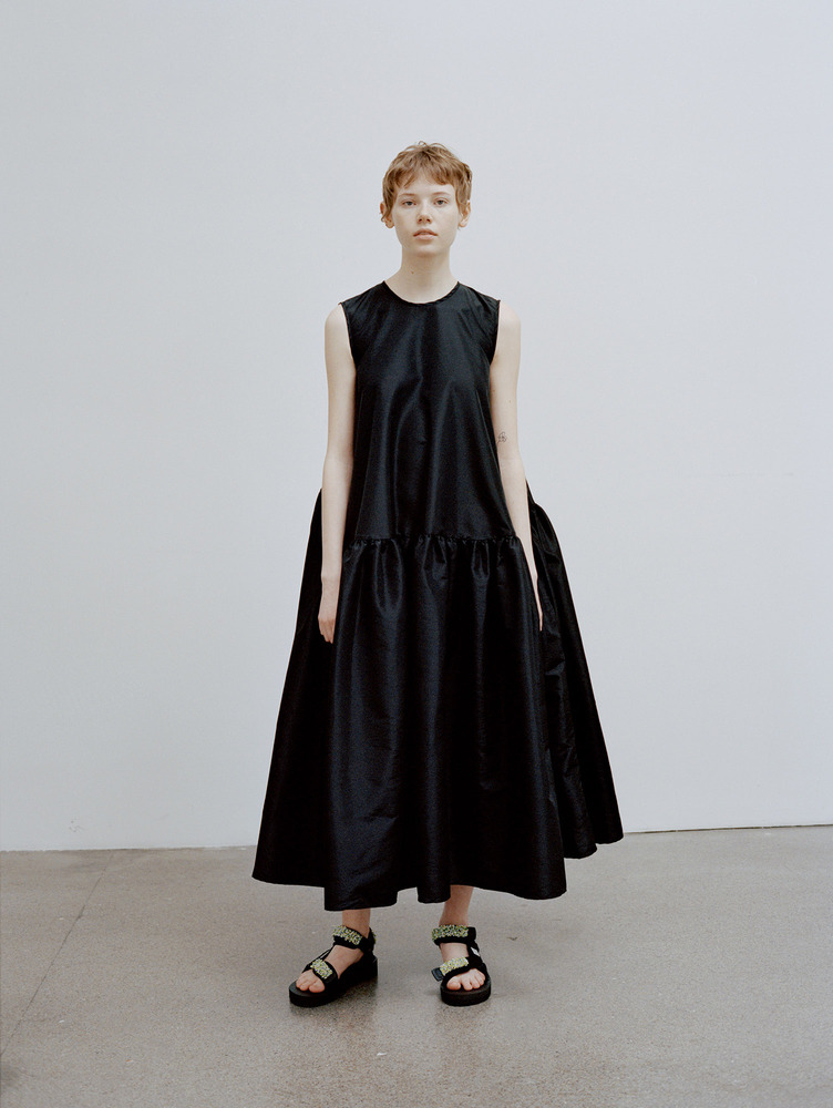 和服式短袖同系配色真丝连衣裙