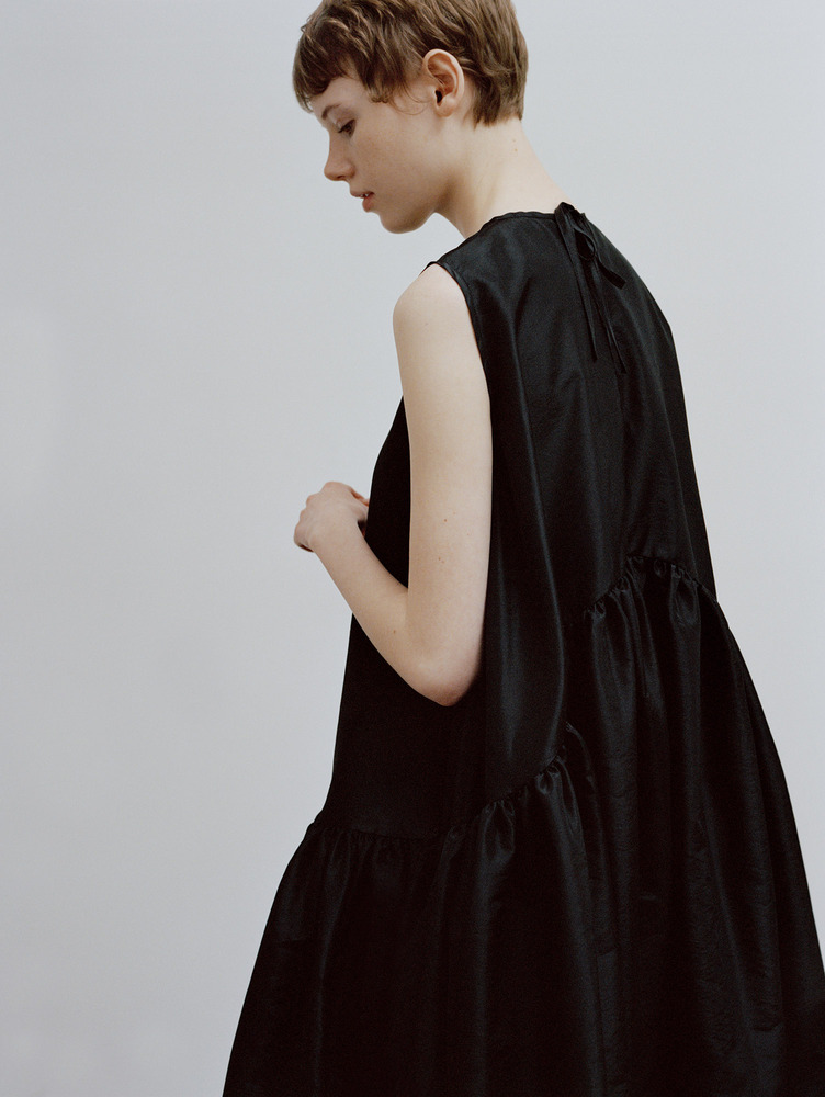 和服式短袖同系配色真丝连衣裙