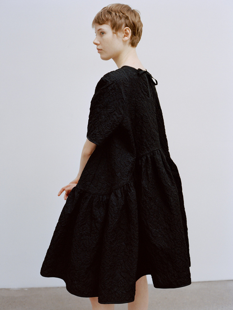 和服式短袖同系配色真丝连衣裙