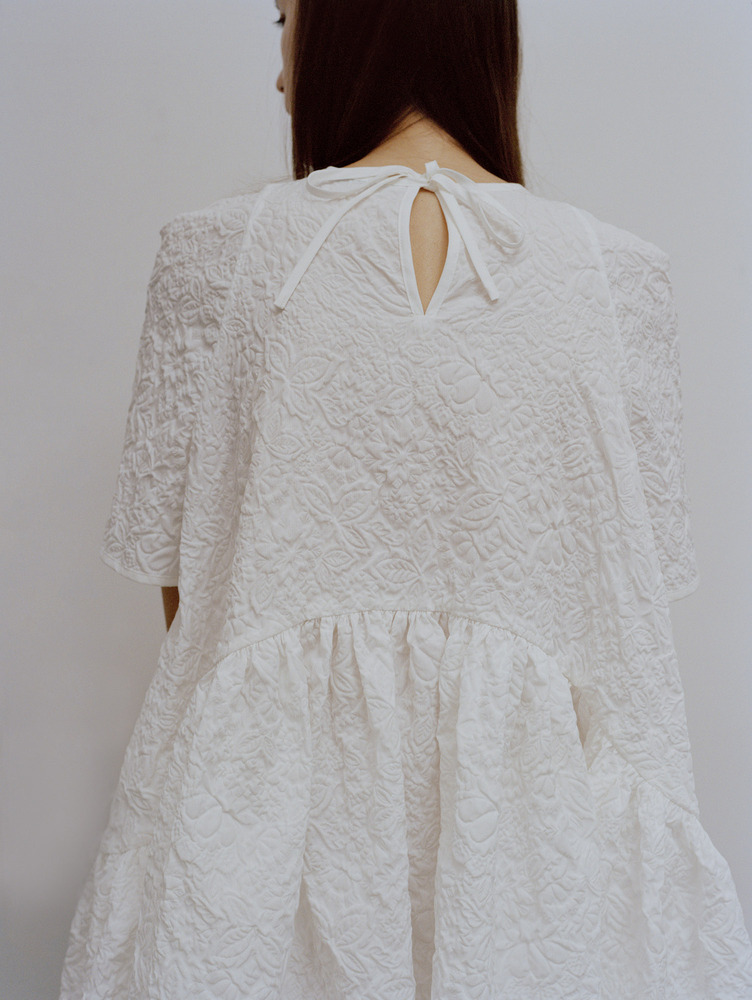 和服式短袖同系配色真丝连衣裙