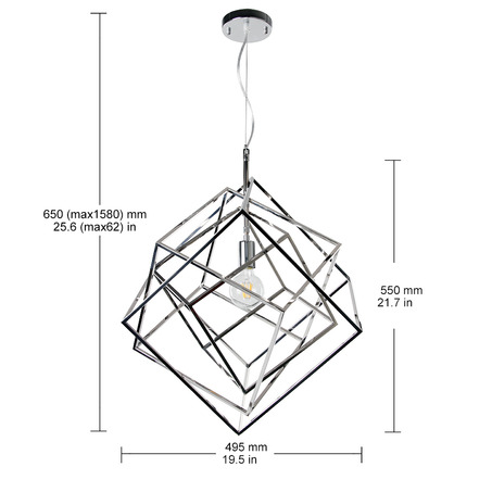 PENDANT LAMP DIAMOND 1 LIGHT SHINY CHROME 17300-5