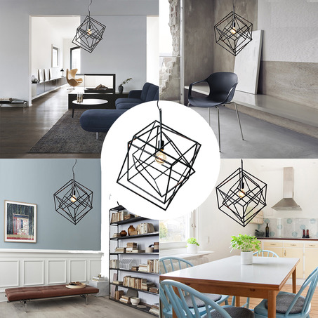 PENDANT LAMP DIAMOND 1 LIGHT SHINY CHROME 17300 BLACK-2