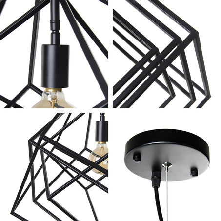 PENDANT LAMP DIAMOND 1 LIGHT SHINY CHROME 17300 BLACK-5