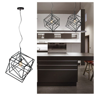 PENDANT LAMP DIAMOND 1 LIGHT SHINY CHROME 17300 BLACK