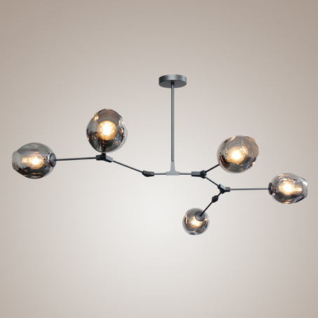 PENDANT LAMP LAURENZO 5 LIGHTS GREY + FUME COLORED GLASS-1