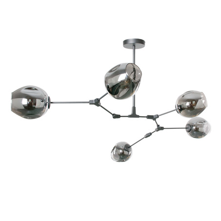 PENDANT LAMP LAURENZO 5 LIGHTS GREY + FUME COLORED GLASS-3
