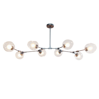 PENDANT LAMP LAURENZO 8 LIGHTS GREY + CLEAR GLASS