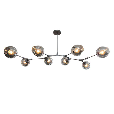 PENDANT LAMP LAURENZO 8 LIGHTS GREY + FUME COLORED GLASS