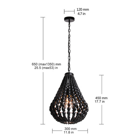 PENDANT LAMP DANILO 30 CM BLACK 16070A-B-3