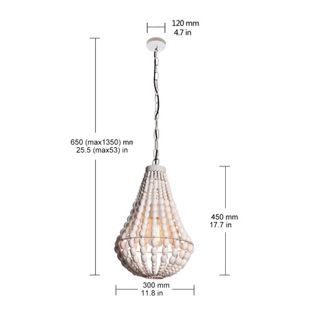 PENDANT LAMP DANILO 30 CM WHITE 16070A-W-3