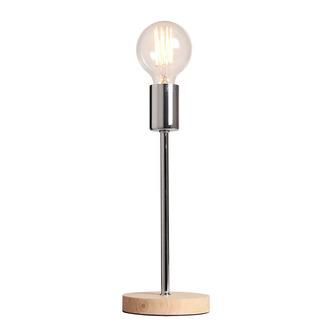 TABLE LAMP NORWAY 31.5 CM WOODEN BASE + SHINY CHROME