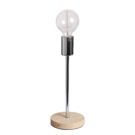 TABLE LAMP NORWAY 31.5 CM WOODEN BASE + SHINY CHROME-3
