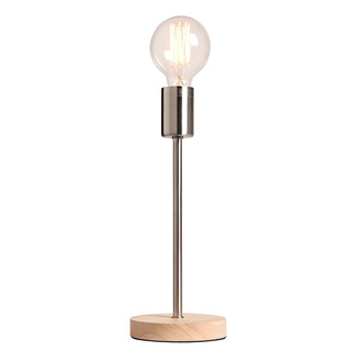 TABLE LAMP NORWAY 31.5 CM WOODEN BASE + NICKEL SATIN