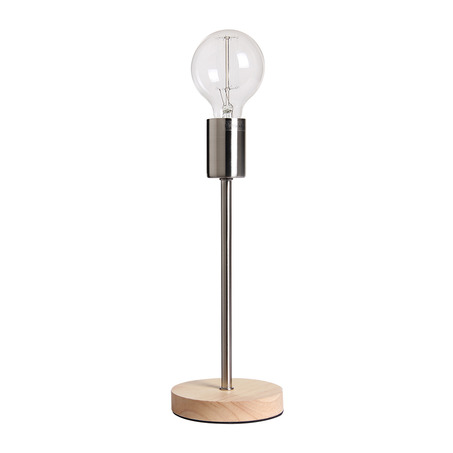 TABLE LAMP NORWAY 31.5 CM WOODEN BASE + NICKEL SATIN-3