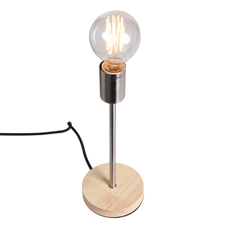 TABLE LAMP NORWAY 31.5 CM WOODEN BASE + NICKEL SATIN-2