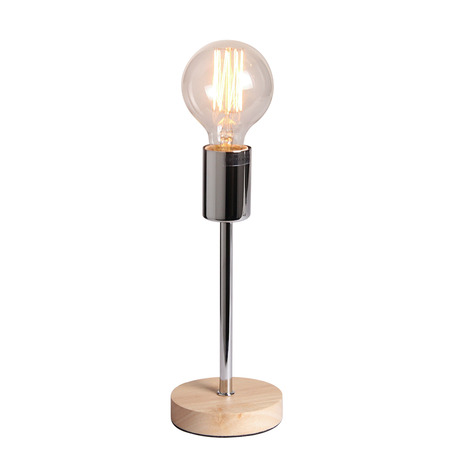 TABLE LAMP NORWAY 24.5 CM WOODEN BASE + SHINY CHROME-3