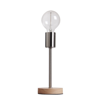 TABLE LAMP NORWAY 24.5 CM WOODEN BASE + NICKEL SATIN