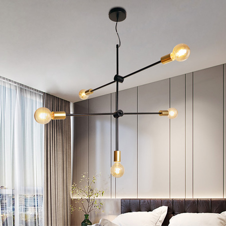 PENDANT LAMP HELSINGBORG 5 LIGHTS LARGE BLACK + GOLD-8