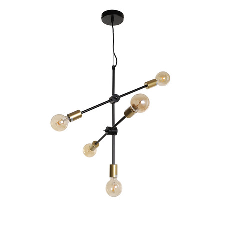 PENDANT LAMP HELSINGBORG 5 LIGHTS SMALL BLACK + GOLD-1