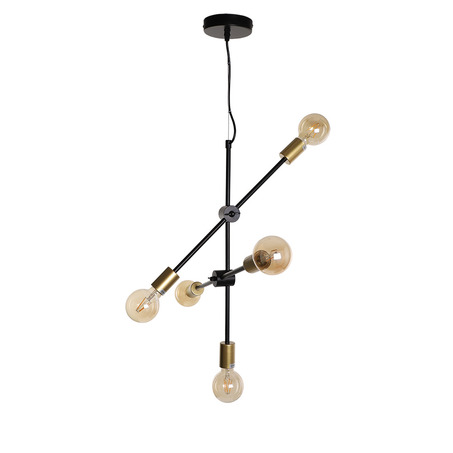 PENDANT LAMP HELSINGBORG 5 LIGHTS SMALL BLACK + GOLD-2