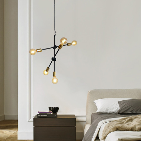 PENDANT LAMP HELSINGBORG 5 LIGHTS SMALL BLACK + GOLD-7
