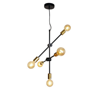 PENDANT LAMP HELSINGBORG 5 LIGHTS SMALL BLACK + GOLD