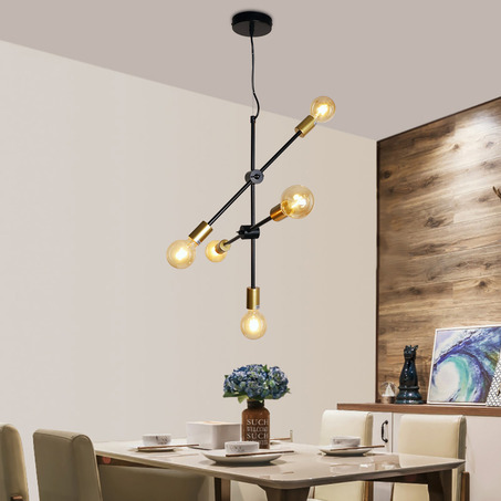 PENDANT LAMP HELSINGBORG 5 LIGHTS SMALL BLACK + GOLD-6