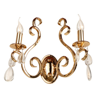 WALL LAMP MILANO 2 LIGHTS + TRANSPARENT CRYSTAL GOLD PLATED