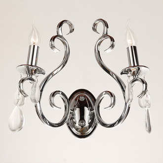 WALL LAMP MILANO 2 LIGHTS + TRANSPARENT CRYSTAL SHINY CHROME