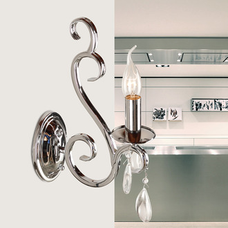 WALL LAMP MILANO 1 LIGHT + TRANSPARENT CRYSTAL SHINY CHROME