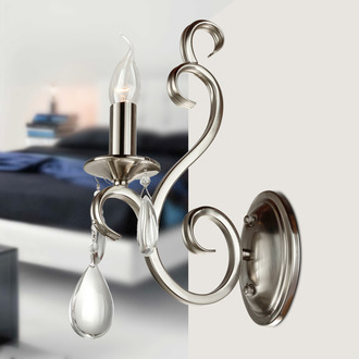 WALL LAMP MILANO 1 LIGHT + TRANSPARENT CRYSTAL NICKEL SATIN