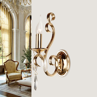 WALL LAMP MILANO 1 LIGHTS + TRANSPARENT CRYSTAL GOLD PLATED