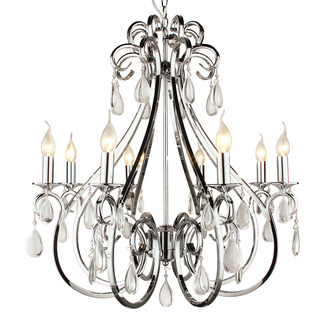 PENDANT LAMP MILANO 8 LIGHTS ROUND + TRANSPARENT CRYSTAL SHINY CHROME