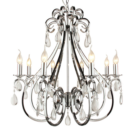 PENDANT LAMP MILANO 8 LIGHTS ROUND + TRANSPARENT CRYSTAL SHINY CHROME