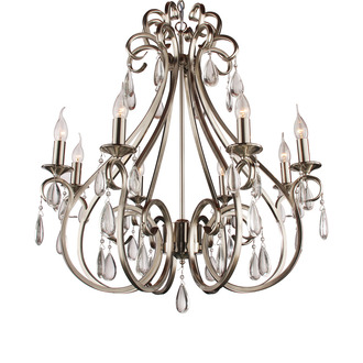 PENDANT LAMP MILANO 8 LIGHTS ROUND + TRANSPARENT CRYSTAL NICKEL SATIN
