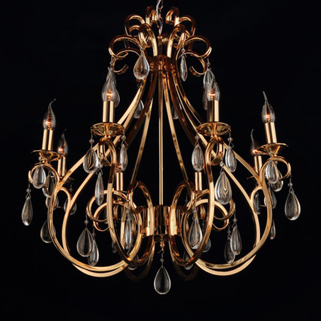 PENDANT LAMP MILANO 8 LIGHTS ROUND + TRANSPARENT CRYSTAL GOLD PLATED-1