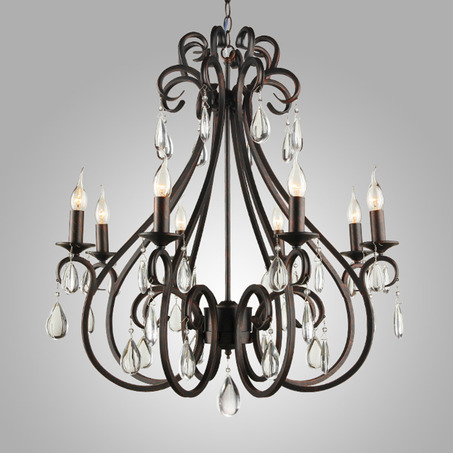 PENDANT LAMP MILANO 8 LIGHTS ROUND + TRANSPARENT CRYSTAL DARK BROWN-2