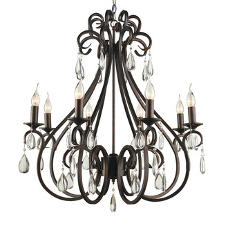 PENDANT LAMP MILANO 8 LIGHTS ROUND + TRANSPARENT CRYSTAL DARK BROWN