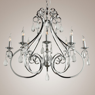 PENDANT LAMP MILANO 8 LIGHTS OVAL + TRANSPARENT CRYSTAL SHINY CHROME