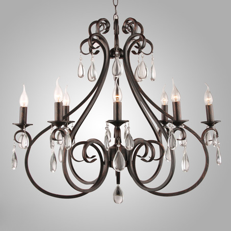 PENDANT LAMP MILANO 8 LIGHTS OVAL + TRANSPARENT CRYSTAL DARK BROWN-1