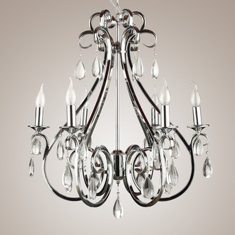 PENDANT LAMP MILANO 6 LIGHTS + TRANSPARENT CRYSTAL SHINY CHROME