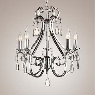 PENDANT LAMP MILANO 5 LIGHTS + TRANSPARENT CRYSTAL SHINY CHROME