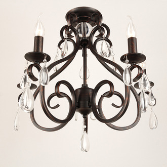 CEILING LAMP MILANO 5 LIGHTS + TRANSPARENT CRYSTAL DARK BROWN