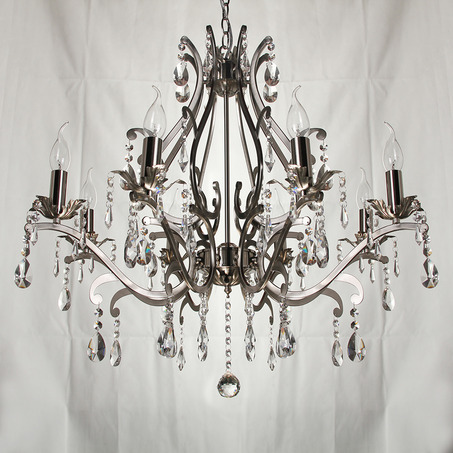 PENDANT LAMP FELINE 8 LIGHTS ROUND + TRANSPARENT CRYSTAL NICKEL SATIN-1