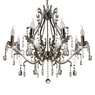 PENDANT LAMP FELINE 8 LIGHTS ROUND + TRANSPARENT CRYSTAL NICKEL SATIN