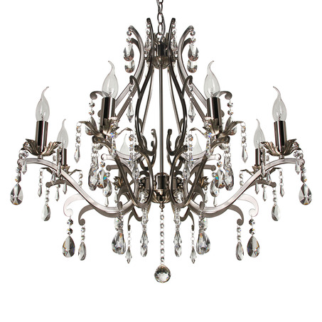 PENDANT LAMP FELINE 8 LIGHTS ROUND + TRANSPARENT CRYSTAL NICKEL SATIN