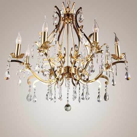 PENDANT LAMP FELINE 8 LIGHTS ROUND + TRANSPARENT CRYSTAL GOLD PLATED-1